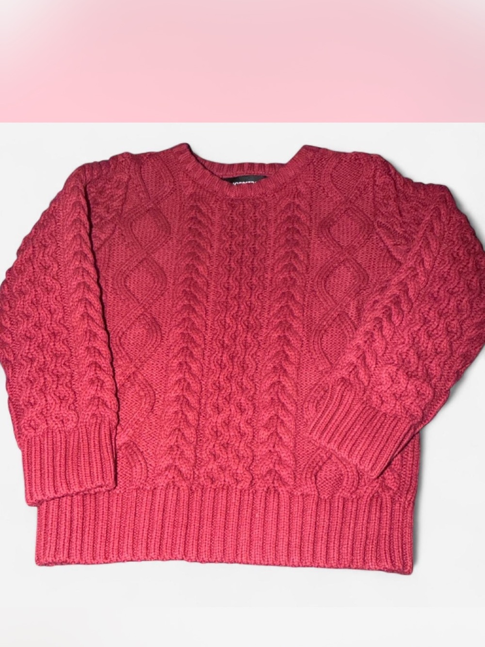 Nordstrom Raspberry Cable Knit Crewneck Sweater